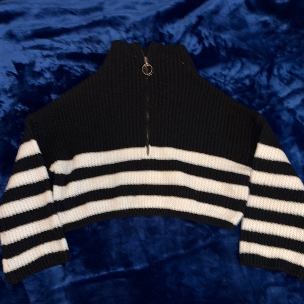 SHEIN Black and White Cowl Neck Sweater